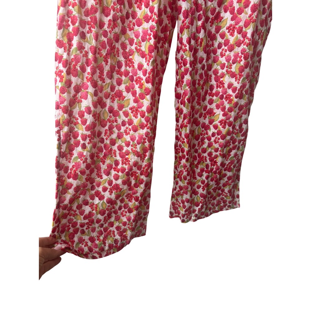J. Crew Womens Raspberry Fruit Print Cotton Pajama Pants Small Lounge Drawstring - Picture 5 of 11